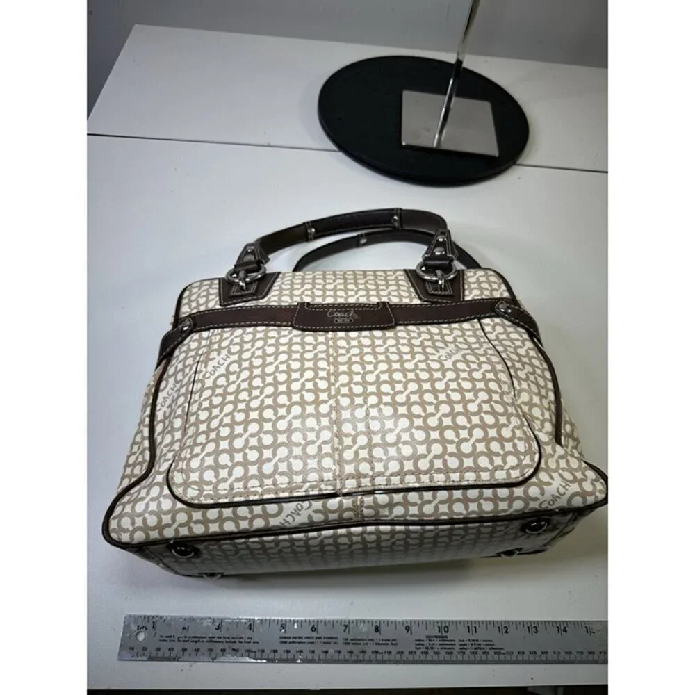 COACH Penelope Op Art Brown Leather Coated Canvas Satchel Shoulder Bag 13147